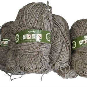 Wendy Aran Yarn in Brown 8 Skeins
